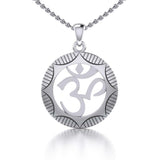 Hollow Om Meditation Silver Pendant With Chain Set TSE746