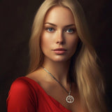 Hollow Om Meditation Silver Pendant With Chain Set TSE746 - Jewelry