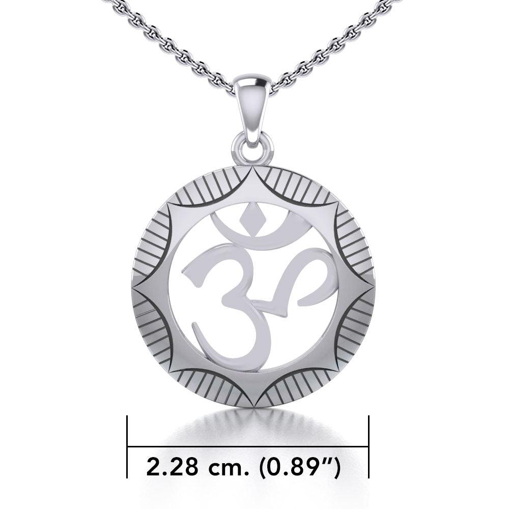 Hollow Om Meditation Silver Pendant With Chain Set TSE746 - Jewelry