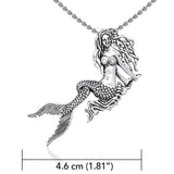 Movable Mermaid Silver Pendant with Gemstone And Chain Set TSE748 - Jewelry