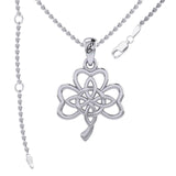 Celtic Shamrock and Four-Point Knots Sterling Silver Pendant - Intricate Connections by Peter Stone Jewelry TPD6206 - Jewelry