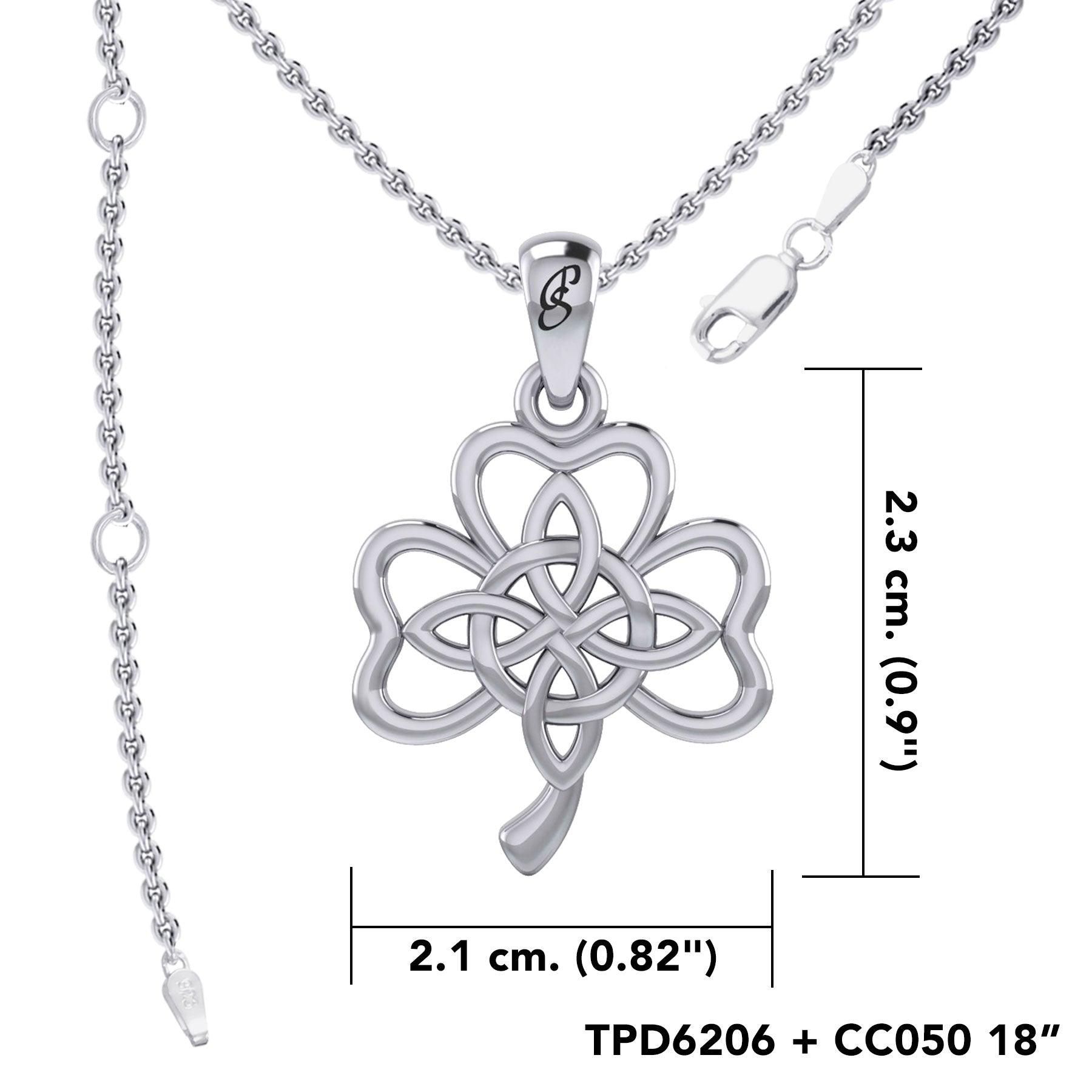 Celtic Shamrock and Four-Point Knots Sterling Silver Pendant - Intricate Connections by Peter Stone Jewelry TPD6206 - Jewelry