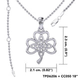 Celtic Shamrock and Four-Point Knots Sterling Silver Pendant - Intricate Connections by Peter Stone Jewelry TPD6206 - Jewelry