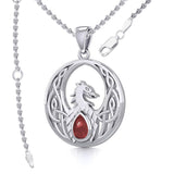 Rise with Resilience: Celtic Phoenix Sterling Silver Pendant with Gemstone TPD5719 | Embrace the Rebirth of Your Spirit - Jewelry