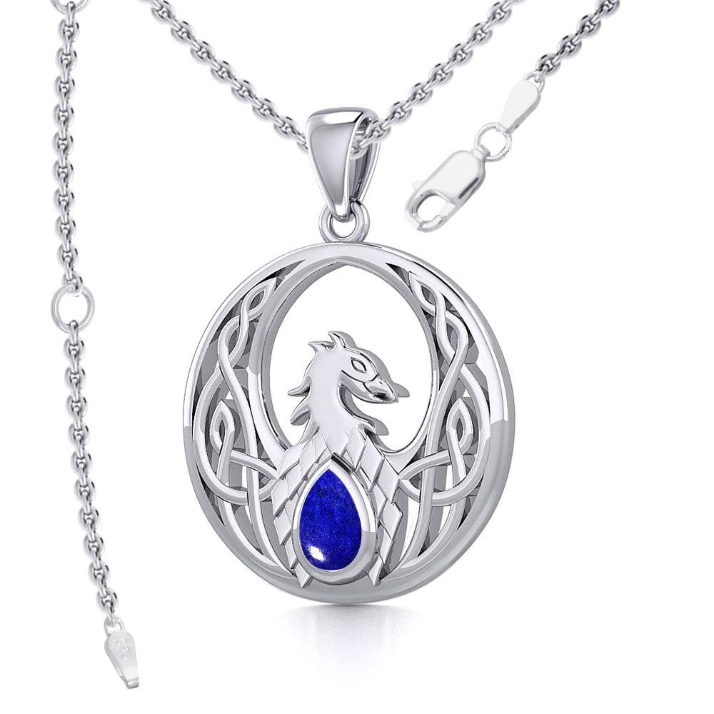 Rise with Resilience: Celtic Phoenix Sterling Silver Pendant with Gemstone TPD5719 | Embrace the Rebirth of Your Spirit - Jewelry