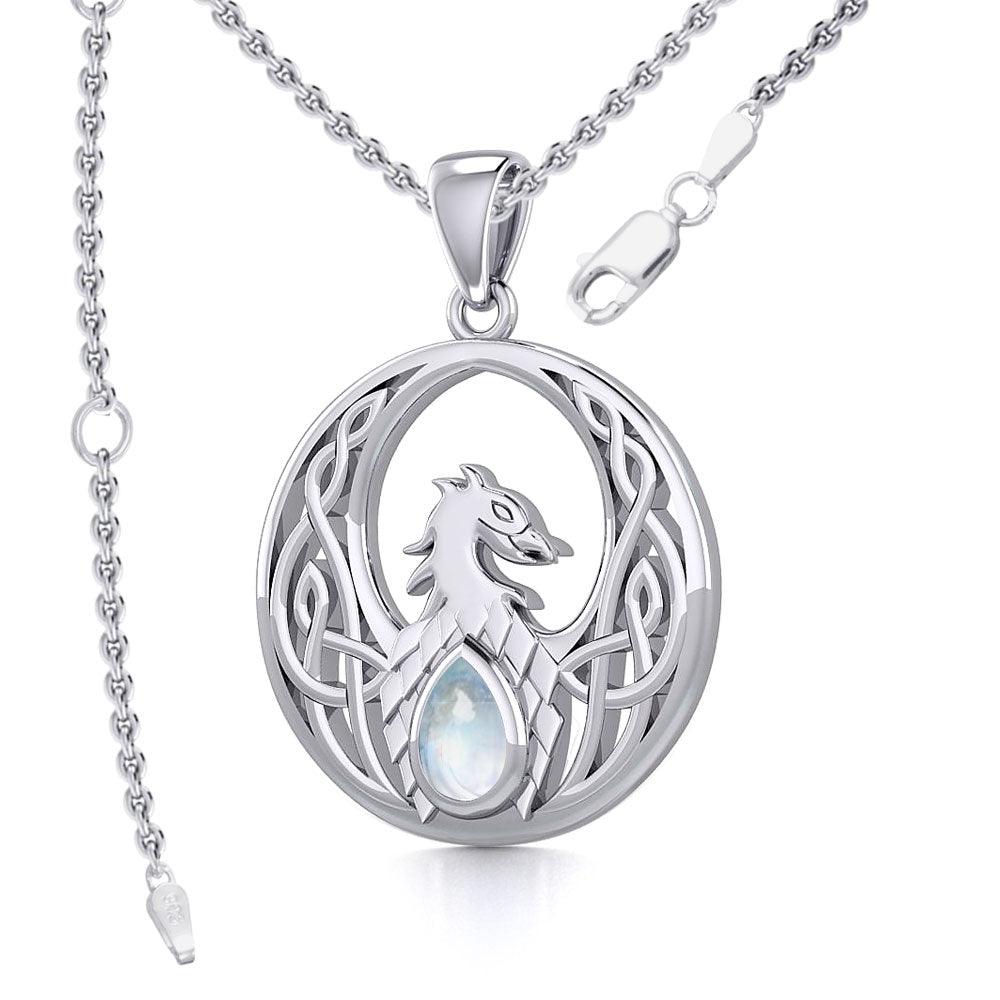 Rise with Resilience: Celtic Phoenix Sterling Silver Pendant with Gemstone TPD5719 | Embrace the Rebirth of Your Spirit - Jewelry