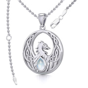 Rise with Resilience: Celtic Phoenix Sterling Silver Pendant with Gemstone TPD5719 | Embrace the Rebirth of Your Spirit