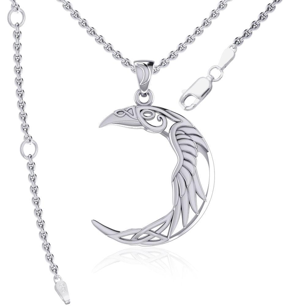 The Celtic Moon Raven Silver Pendant TPD5261 - Jewelry