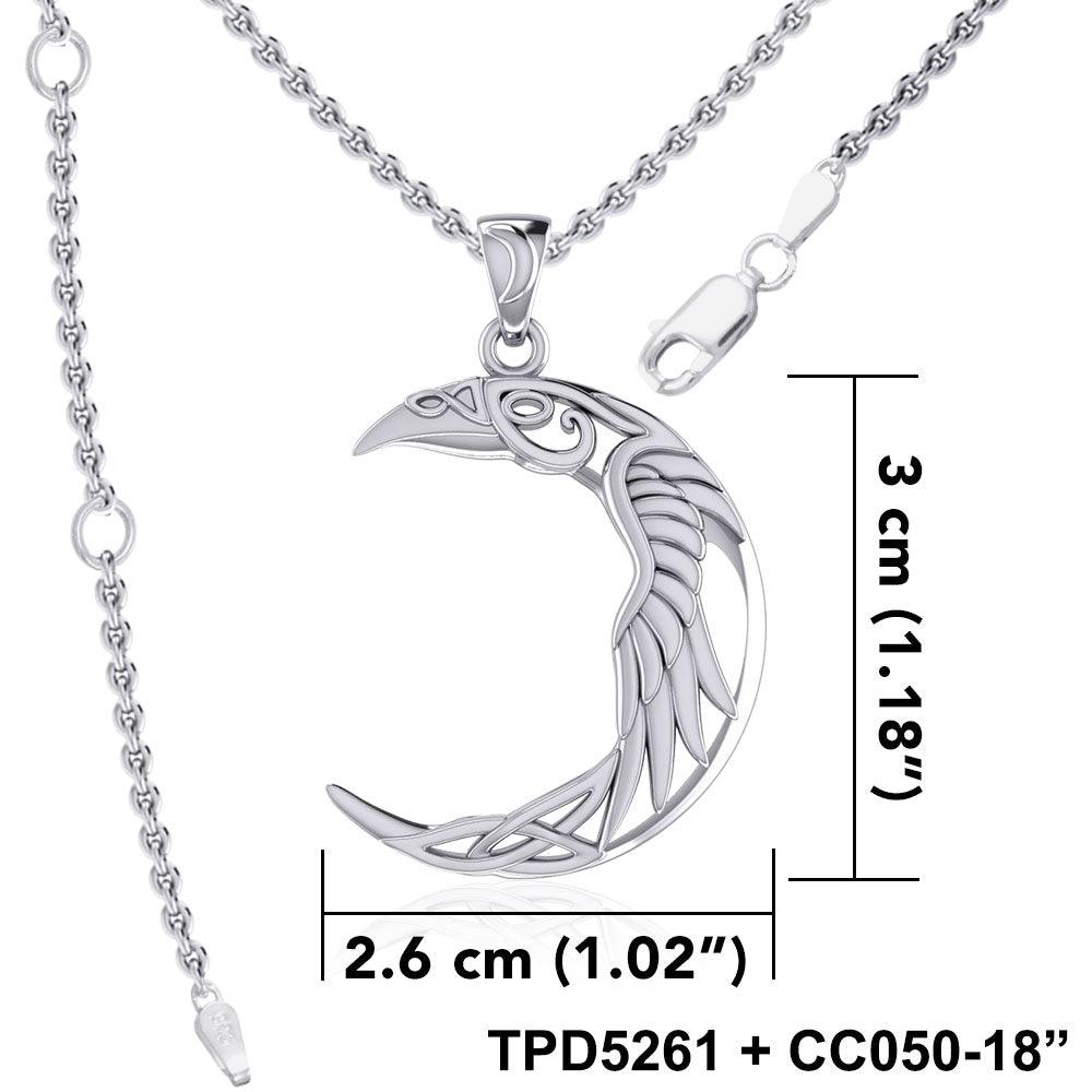 The Celtic Moon Raven Silver Pendant TPD5261 - Jewelry