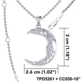 The Celtic Moon Raven Silver Pendant TPD5261 - Jewelry