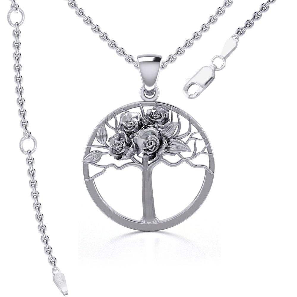Tree of Life with Roses Silver Pendant TPD5049 - Jewelry
