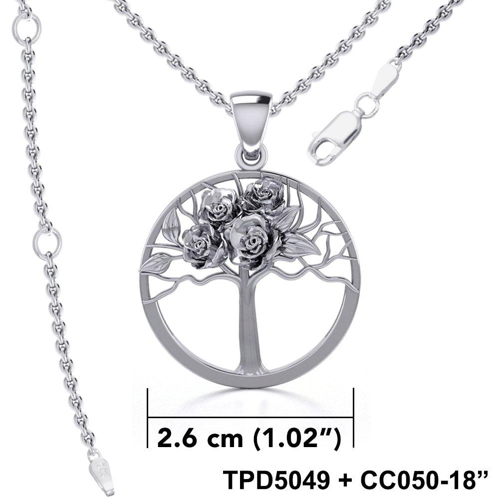 Tree of Life with Roses Silver Pendant TPD5049 - Jewelry