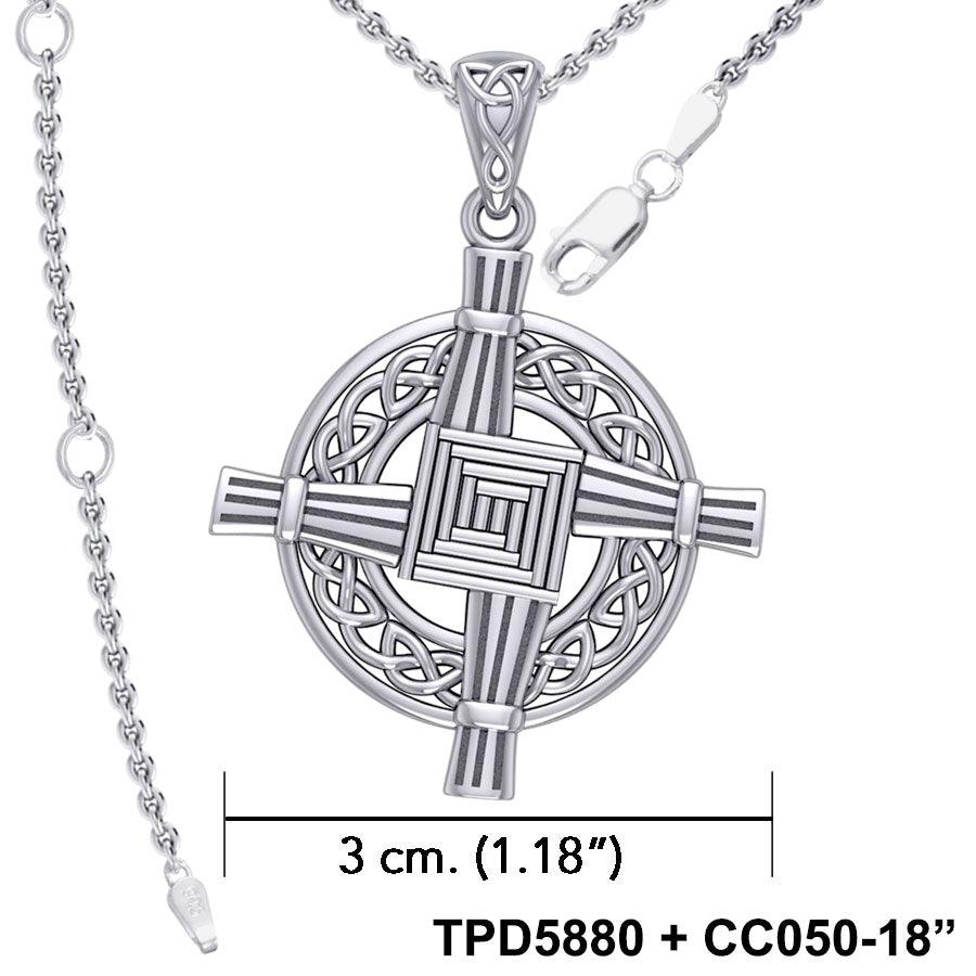 Saint Brigids Cross with Celtic Silver Pendant TPD5880 - Jewelry
