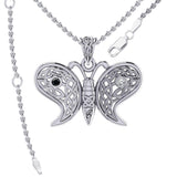 Sterling Silver Spiritual Harmony Celtic Yin Yang Gemstone butterfly Pendant by Peter Stone Jewelry TPD6208 - Jewelry
