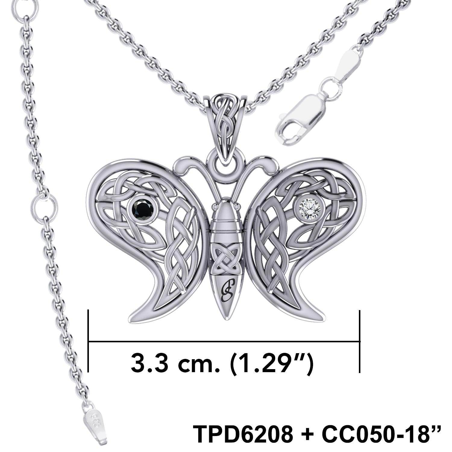 Sterling Silver Spiritual Harmony Celtic Yin Yang Gemstone butterfly Pendant by Peter Stone Jewelry TPD6208 - Jewelry