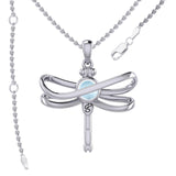 Ethereal Dragonfly Sterling Silver Pendant with Spiritual Gemstone by Peter Stone Jewelry - Divine Insect Symbolism for Spiritual Connection TPD6211 - Jewelry