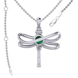 Ethereal Dragonfly Sterling Silver Pendant with Spiritual Gemstone by Peter Stone Jewelry - Divine Insect Symbolism for Spiritual Connection TPD6211 - Jewelry