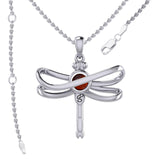 Ethereal Dragonfly Sterling Silver Pendant with Spiritual Gemstone by Peter Stone Jewelry - Divine Insect Symbolism for Spiritual Connection TPD6211 - Jewelry