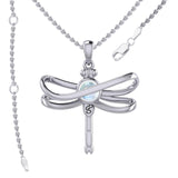 Ethereal Dragonfly Sterling Silver Pendant with Spiritual Gemstone by Peter Stone Jewelry - Divine Insect Symbolism for Spiritual Connection TPD6211 - Jewelry