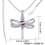 Ethereal Dragonfly Sterling Silver Pendant with Spiritual Gemstone by Peter Stone Jewelry - Divine Insect Symbolism for Spiritual Connection TPD6211 - Jewelry