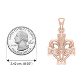 A powerful combination of Celtic elements Rose Gold Jewelry Pendant in Fleur-de-Lis and Celtic Cross UPD6068 - Jewelry
