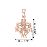 A powerful combination of Celtic elements Rose Gold Jewelry Pendant in Fleur-de-Lis and Celtic Cross UPD6068 - Jewelry