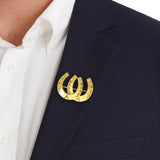 Double Horseshoe Sterling Silver with Gold Vermeil Plate Brooch VBC070