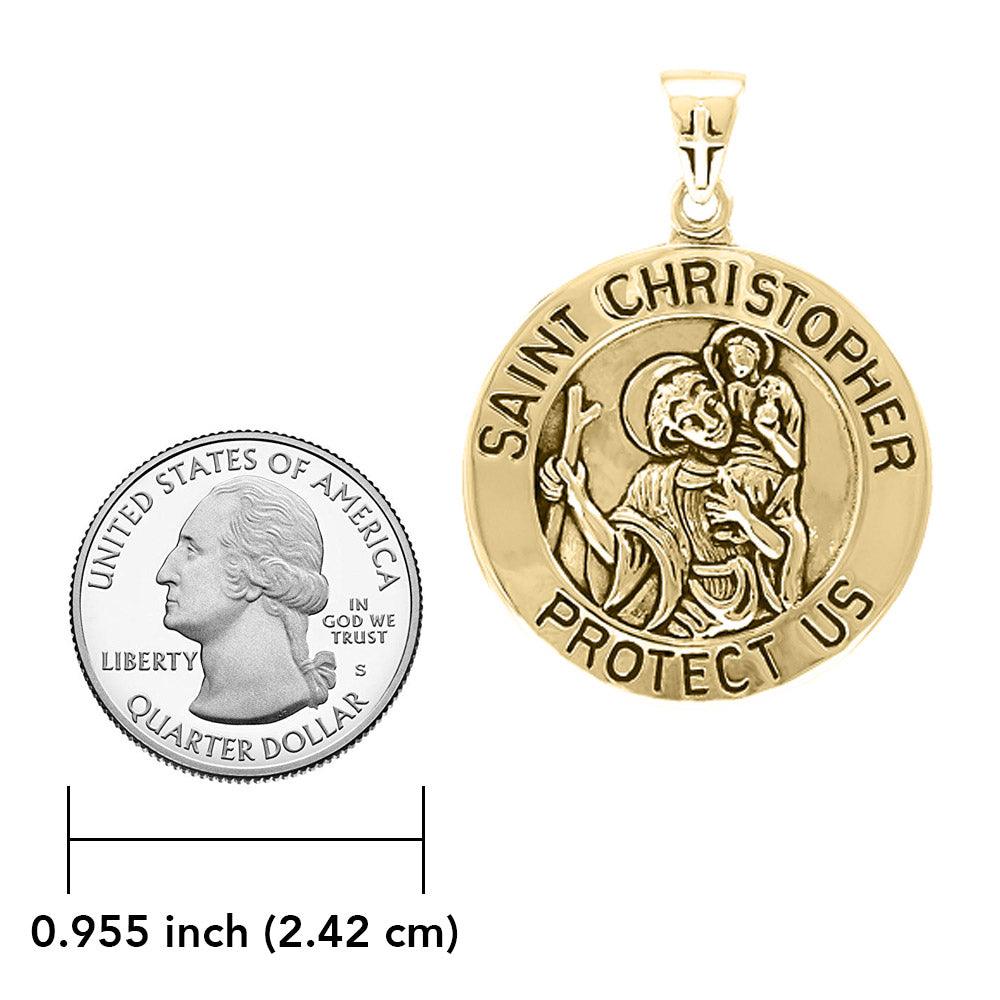 Saint Christopher Gold Vermeil Plate on Silver Pendant VPD4563 - Jewelry