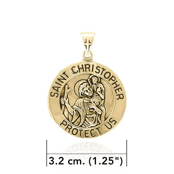Saint Christopher Gold Vermeil Plate on Silver Pendant VPD4563 - Jewelry