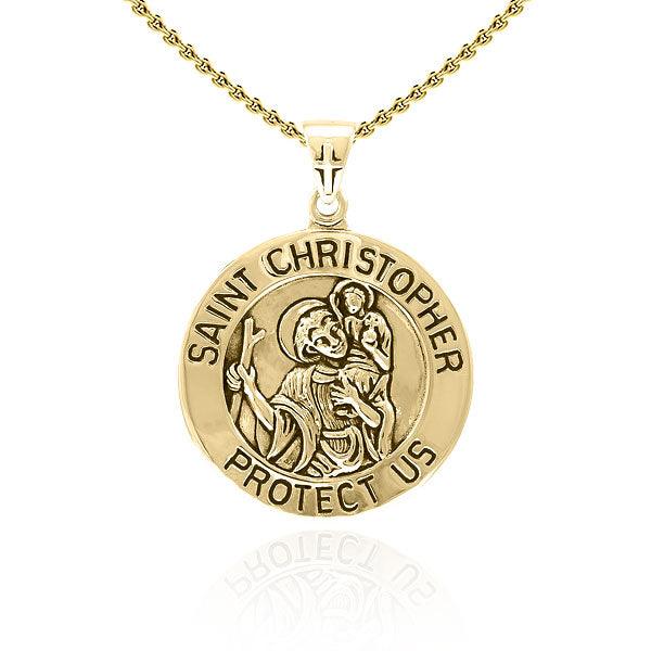 Saint Christopher Gold Vermeil Plate on Silver Pendant VPD4563 - Jewelry