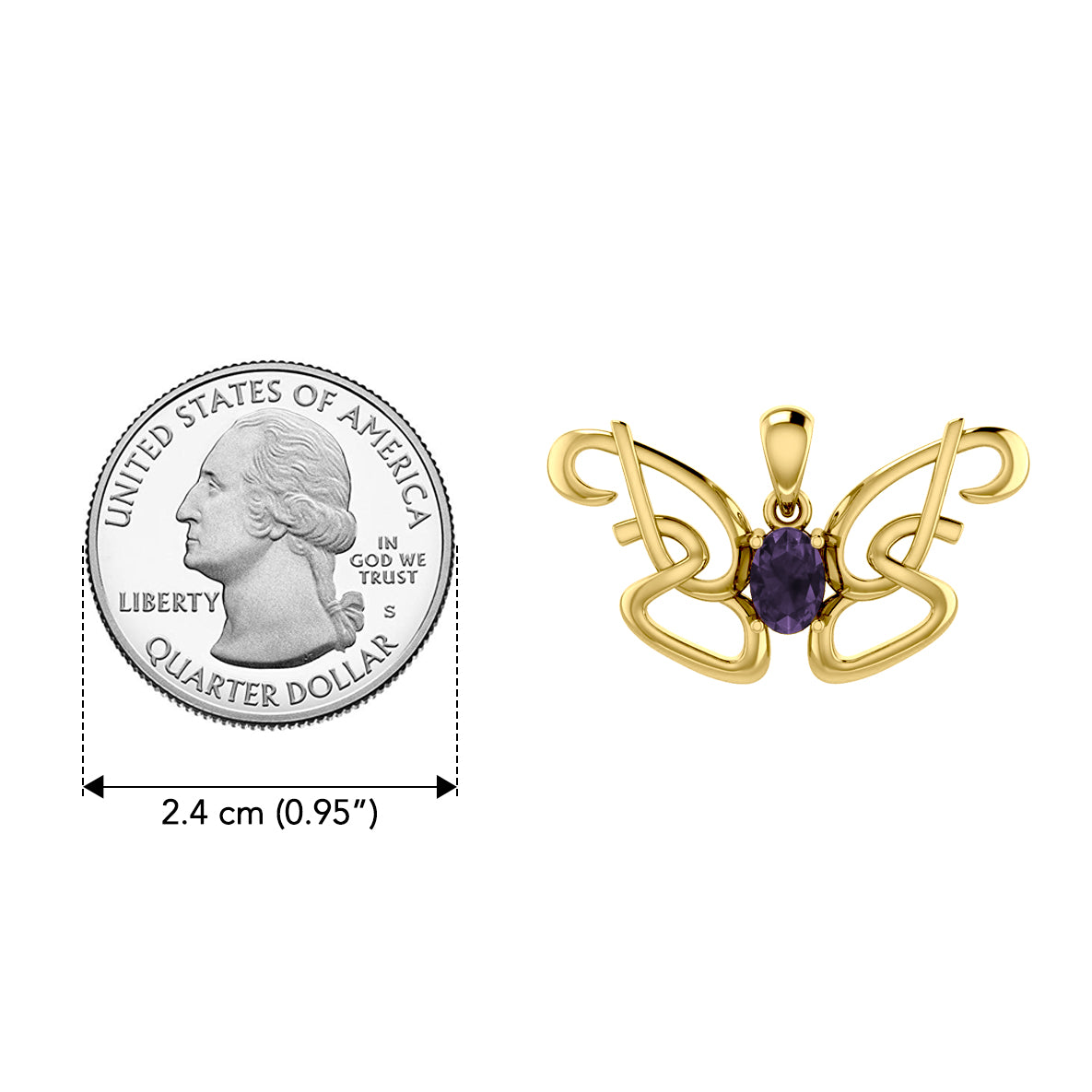 Peter Stone Identity Butterfly Gold Vermeil Plate on Sterling Silver Pendant with Gemstone VPD6428