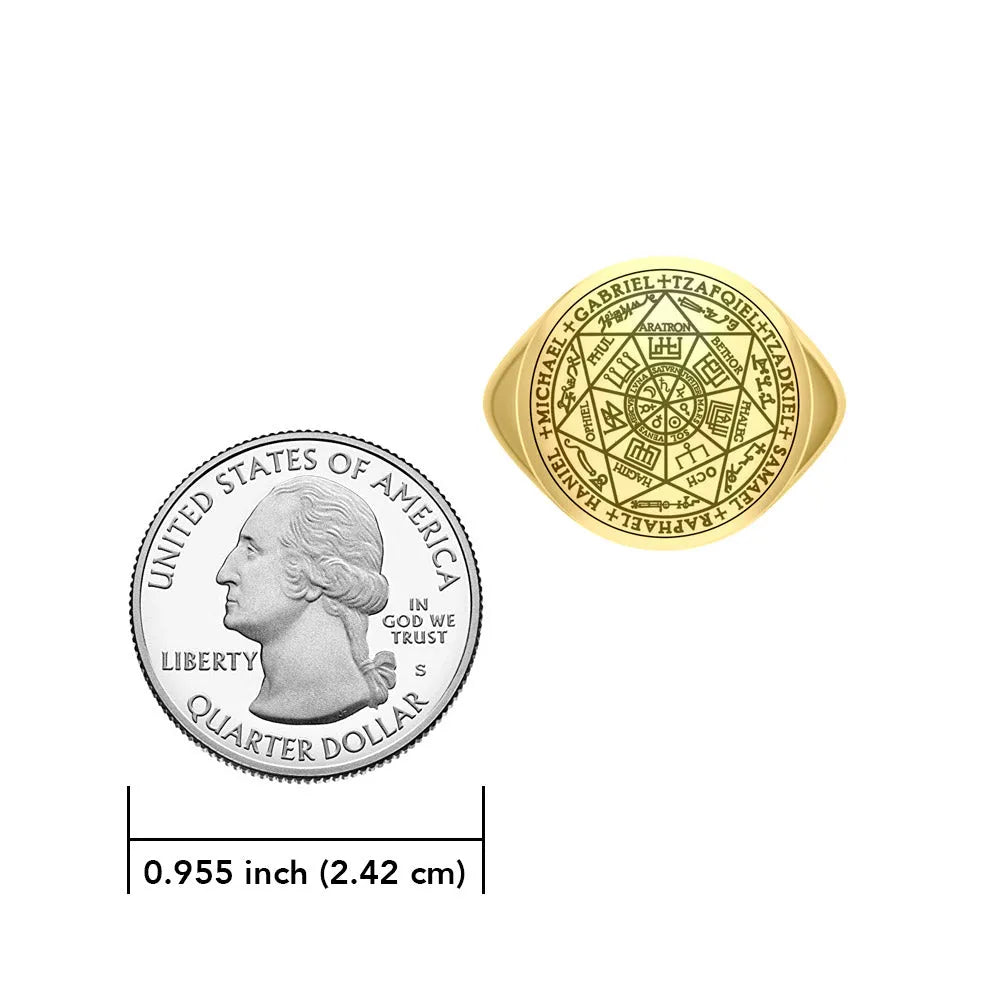 Seven Archangels Seals Silver with Gold Vermeil Plate Signet Men Ring VRI1990