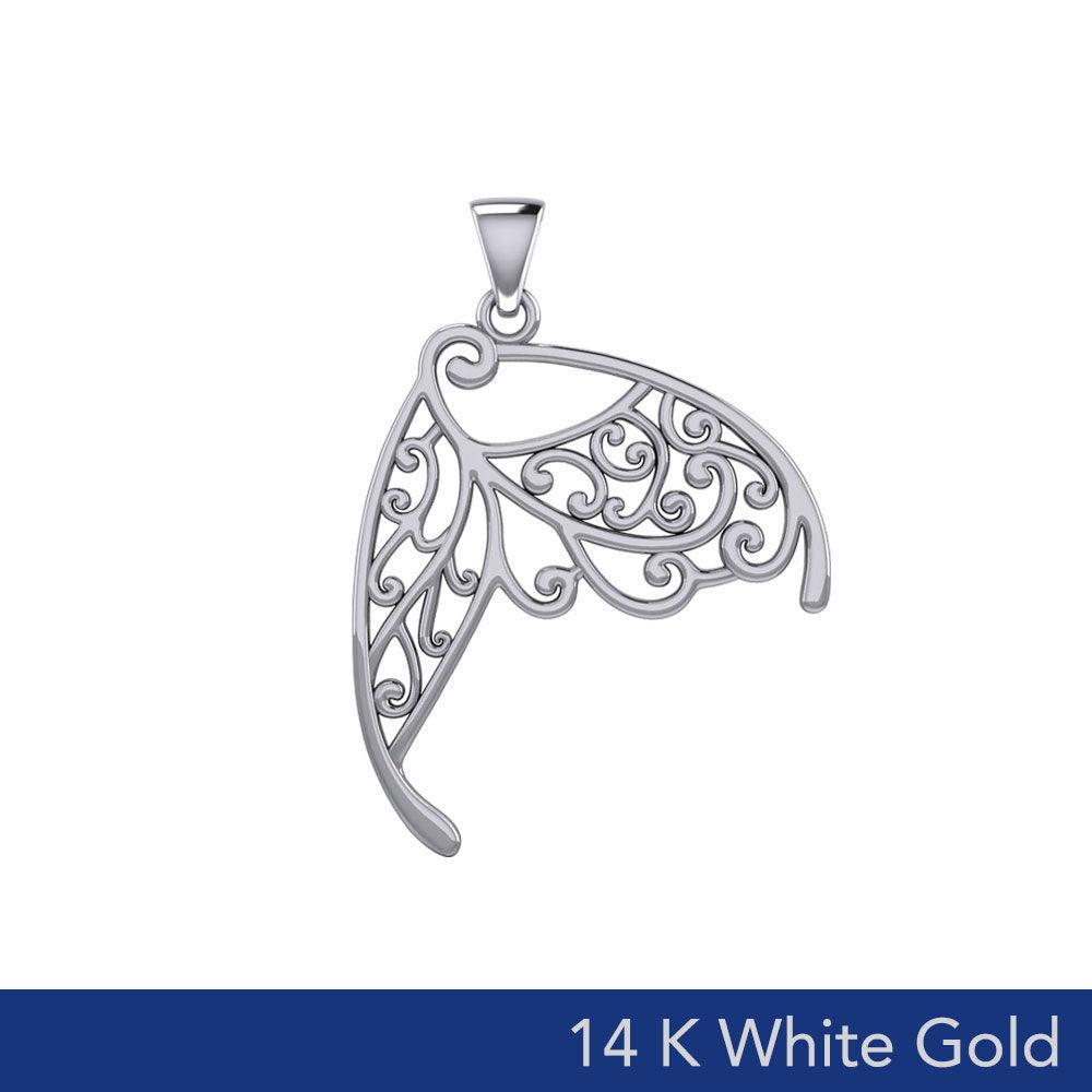 Butterfly Wing 14K White Gold Pendant WPD3586 - Jewelry