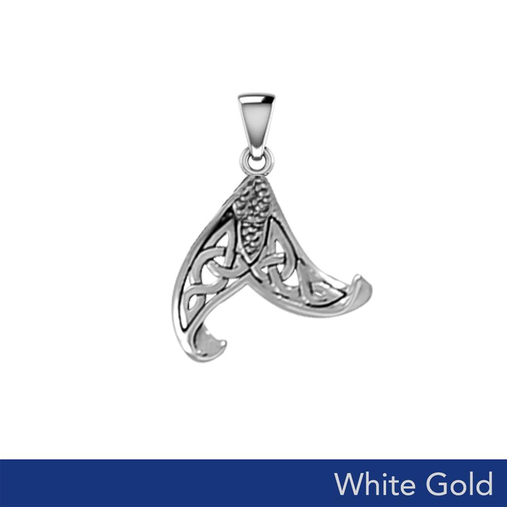 Mermaid Celtic Tail Solid White Gold Pendant WPD5473 - Jewelry