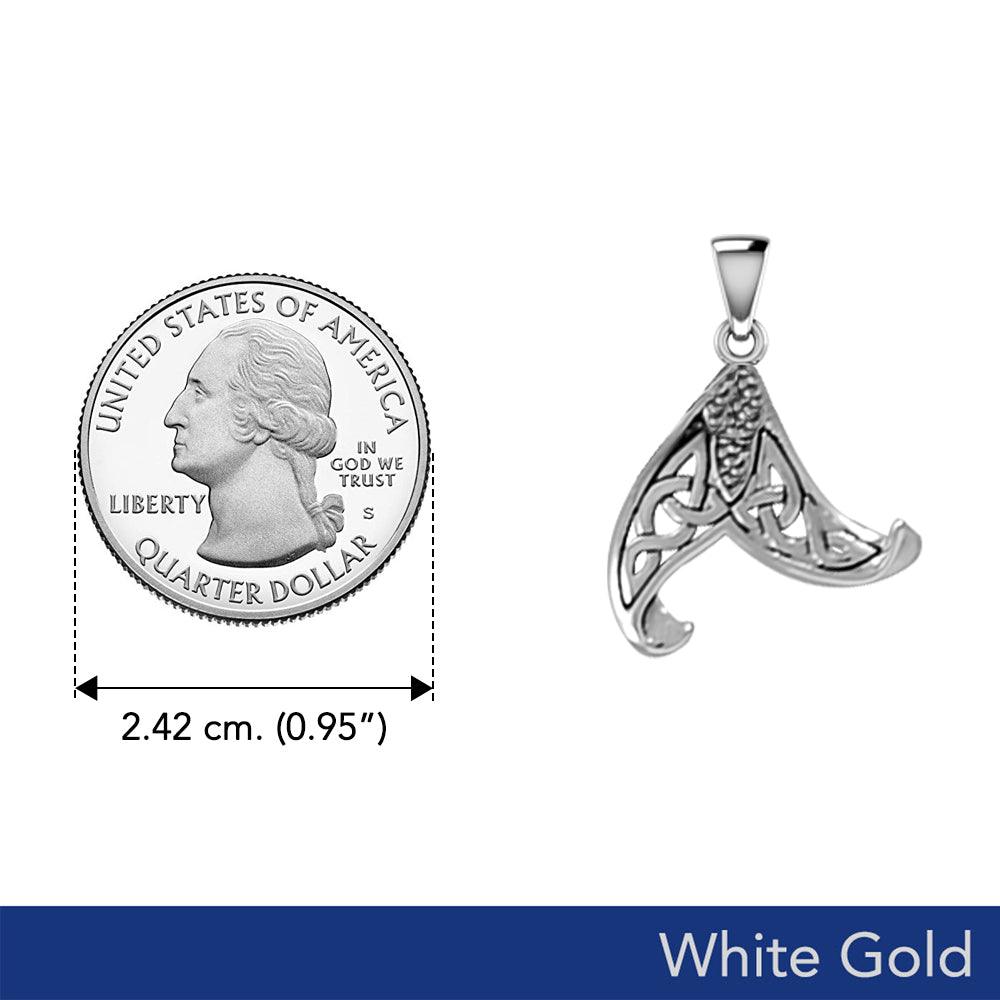 Mermaid Celtic Tail Solid White Gold Pendant WPD5473 - Jewelry