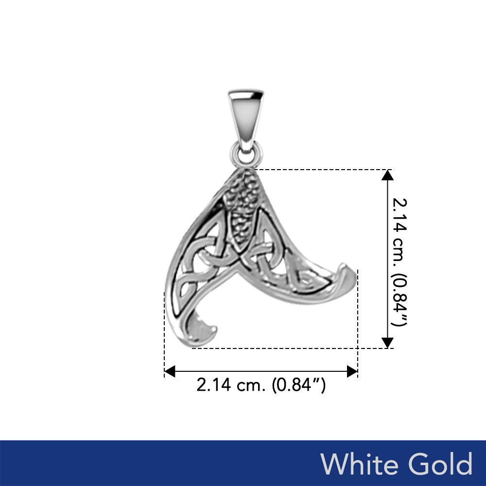 Mermaid Celtic Tail Solid White Gold Pendant WPD5473 - Jewelry