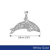 Celtic Filigree Dolphin Solid White Gold Pendant WPD5699 - Jewelry