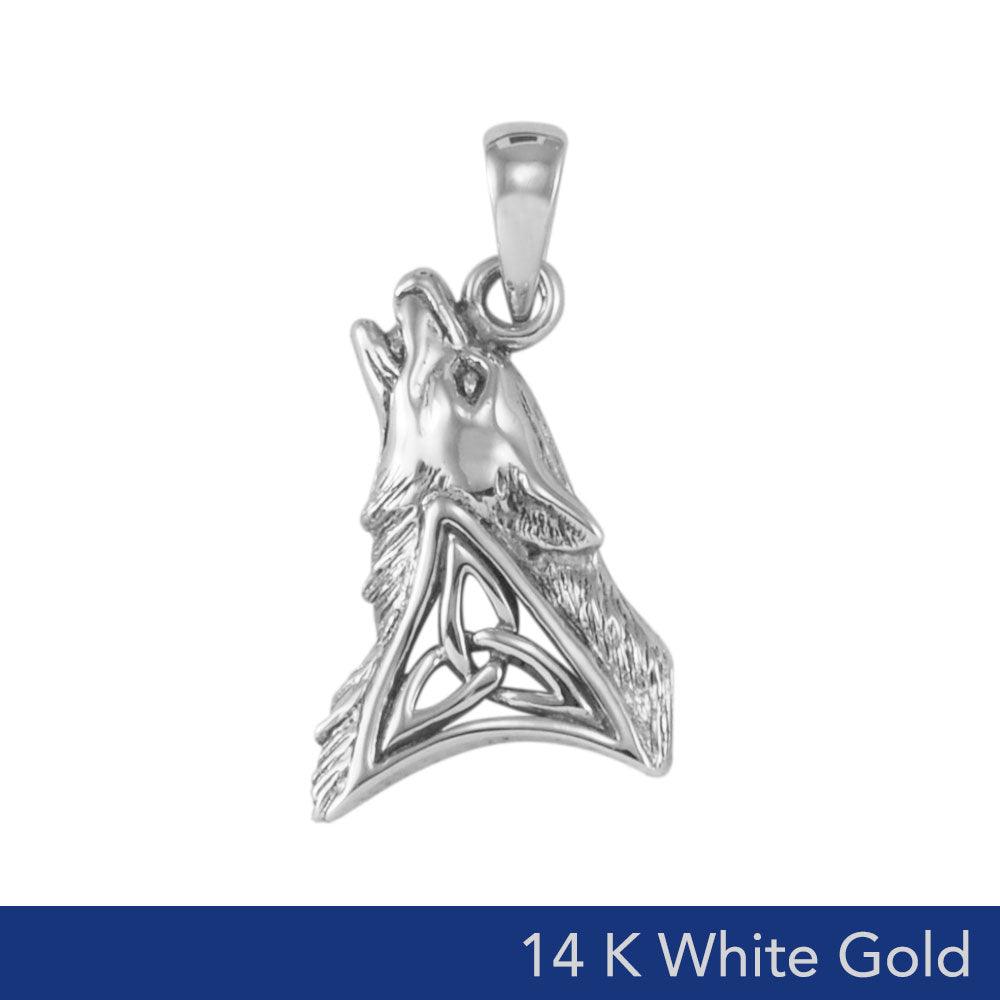 Celtic Howling Wolf Solid Gold Pendant GPD5717 - Jewelry