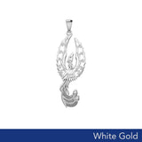 Mythical Phoenix Solid White Gold Pendant WPD5723 - Jewelry