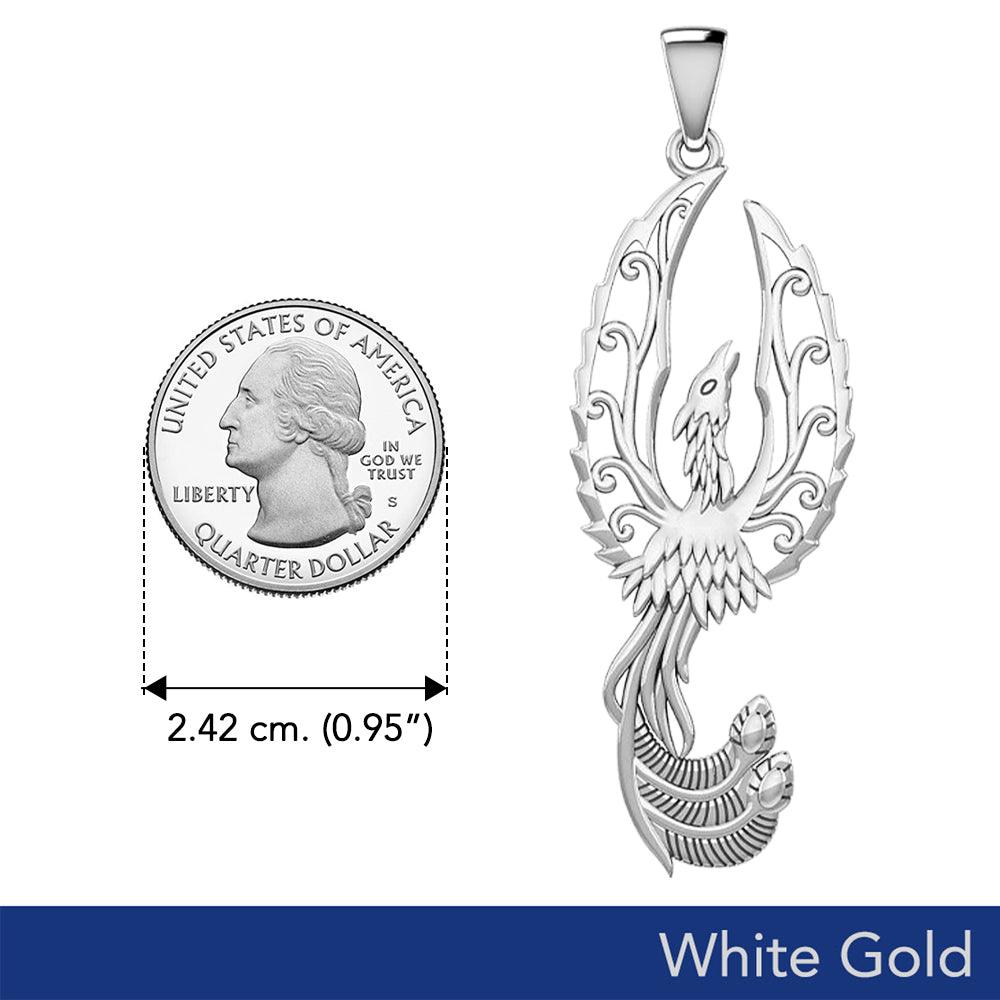 Mythical Phoenix Solid White Gold Pendant WPD5723 - Jewelry