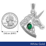Celtic Unicorn Solid White Gold Pendant with Gem WPD5732 - Jewelry