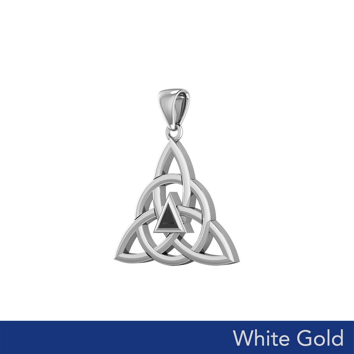 Celtic Triquetra Recovery Solid White Gold Pendant with Gemstone WPD5837