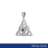 Celtic Triquetra Recovery Solid White Gold Pendant with Gemstone WPD5837