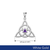 Celtic Triquetra Recovery Solid White Gold Pendant with Gemstone WPD5837