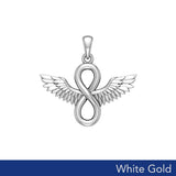 Angel Wings and Infinity Symbol Solid White Gold Pendant WPD5876