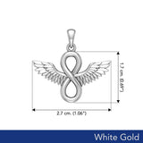 Angel Wings and Infinity Symbol Solid White Gold Pendant WPD5876 - Jewelry