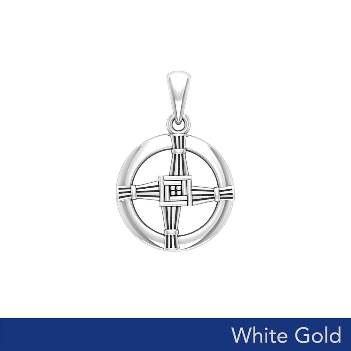 Saint Brigids Cross Solid White Gold Pendant WPD5882 - Jewelry