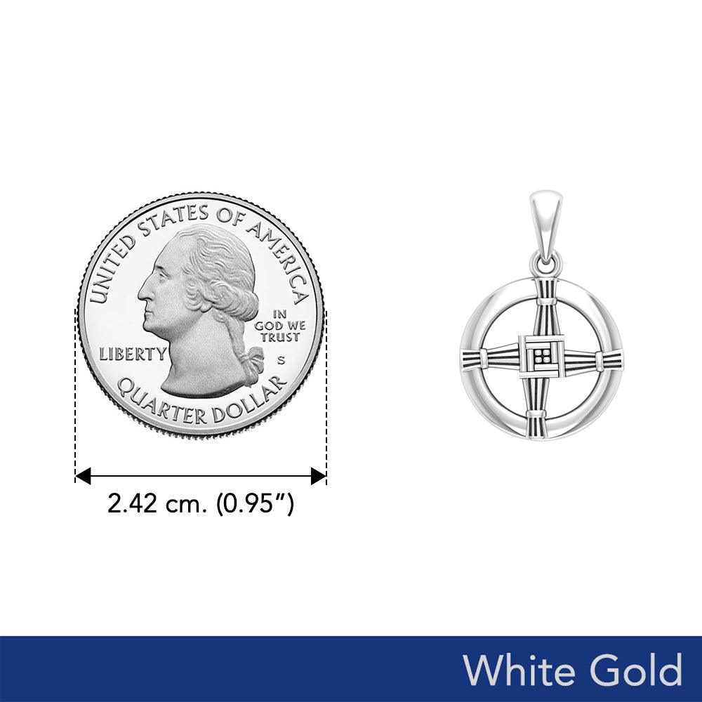 Saint Brigids Cross Solid White Gold Pendant WPD5882 - Jewelry