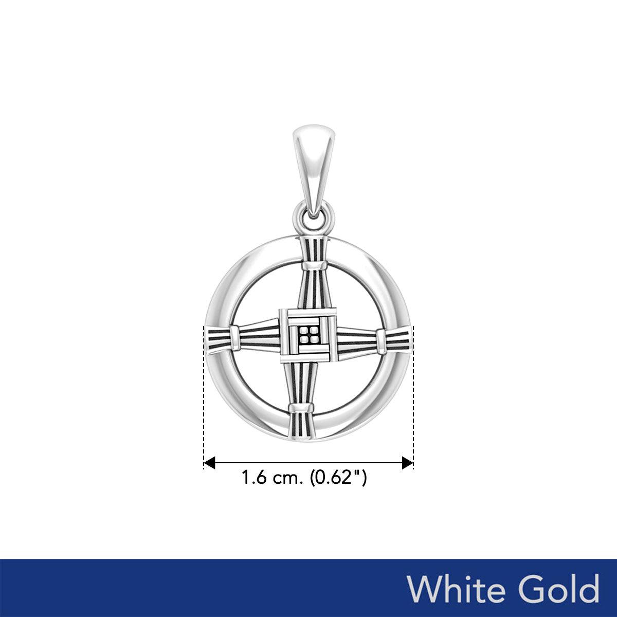 Saint Brigids Cross Solid White Gold Pendant WPD5882 - Jewelry