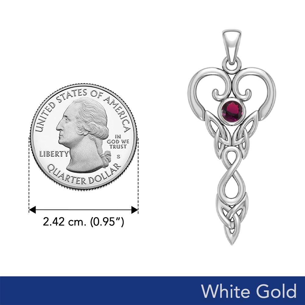 Celtic Infinity Goddess with Birthstone Solid White Gold Pendant WPD5960 - Jewelry
